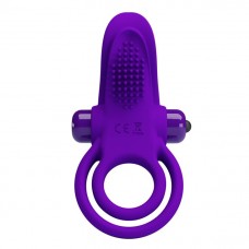 Фиолетовое силиконовое эрекционное кольцо с вибрацией и подхватом мошонки (цвет -фиолетовый) (132617)