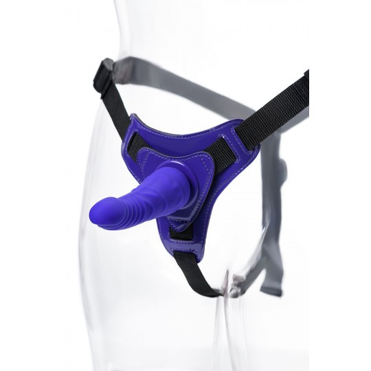 Фиолетовый силиконовый страпон - 14,5 см. (цвет -фиолетовый с черным) (140512) фото 4