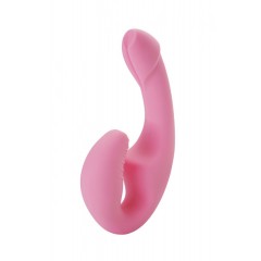 Розовый безремневой страпон из силикона - 22 см. (цвет -розовый) (144680)