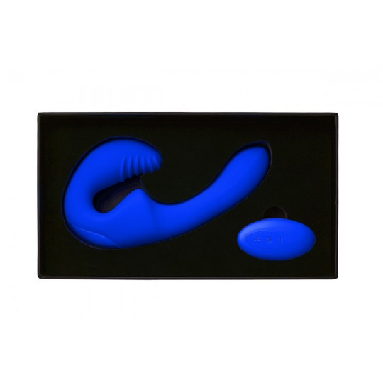 Синий безремневой страпон с пультом ДУ - 17,5 см. (цвет -синий) (144681) фото 4