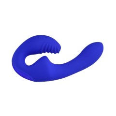 Синий безремневой страпон с пультом ДУ - 17,5 см. (цвет -синий) (144681)