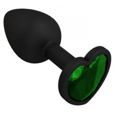 Черная силиконовая пробка с зеленым кристаллом - 7,3 см. (цвет -зеленый) (145184)