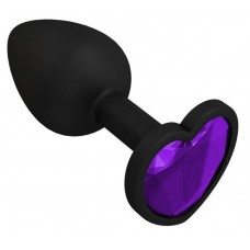 Черная силиконовая пробка с фиолетовым кристаллом - 7,3 см. (цвет -фиолетовый) (145189)