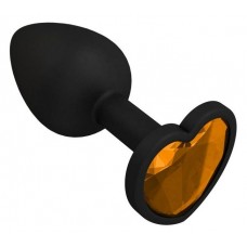 Черная силиконовая пробка с оранжевым кристаллом - 7,3 см. (цвет -оранжевый) (145191)