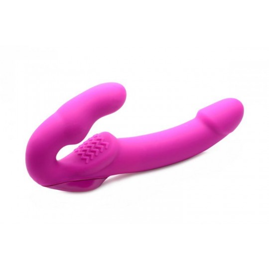 Розовый безремневой страпон с вибрацией Evoke Rechargeable Vibrating Strap On - 24,7 см. (цвет -розовый) (146105) фото 5