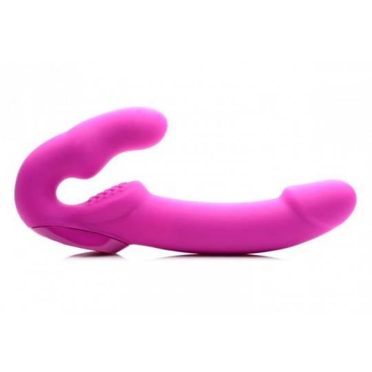 Розовый безремневой страпон с вибрацией Evoke Rechargeable Vibrating Strap On - 24,7 см. (цвет -розовый) (146105) фото 1