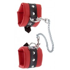 Красно-чёрные наручники на металлической цепочке (цвет -красный с черным) (147371)