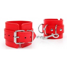 Красные наручники на регулируемых ремешках с цепочкой (цвет -красный) (149466)