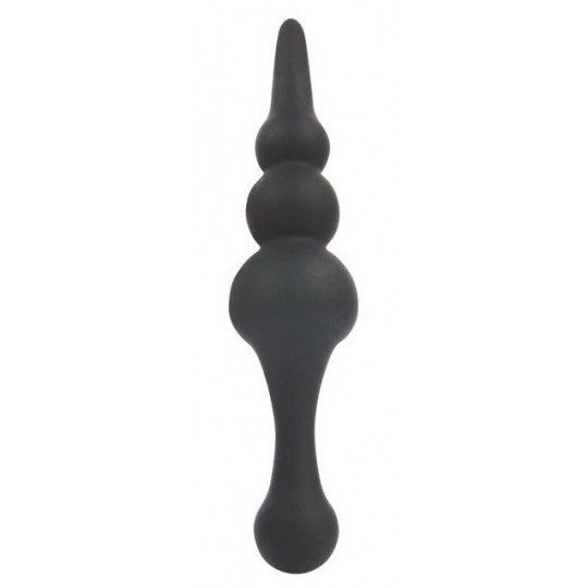 Черный конический двусторонний анальный стимулятор - 21 см. (цвет -черный) (152210) фото 1