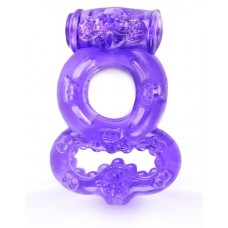 Фиолетовое эрекционное кольцо с вибрацией и подхватом мошонки (цвет -фиолетовый) (154390)