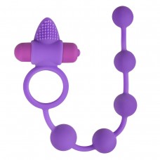 Фиолетовое эрекционное виброкольцо с анальной цепочкой Triple Pleasure (цвет -фиолетовый) (154646)