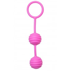 Розовые вагинальные шарики с ребрышками Pleasure Balls (цвет -розовый) (157321)