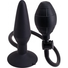 Анальная пробка с функцией расширения Inflatable Butt Plug Medium - 14,2 см. (цвет -черный) (158910)