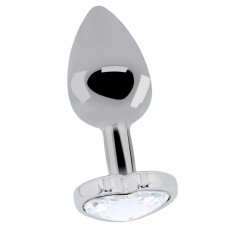 Серебристая анальная пробка Love Heart Diamond Plug с прозрачным кристаллом - 9,4 см. (цвет -прозрачный) , артикул: 172661 Серебристая анальная пробка Love Heart Diamond Plug с прозрачным кристаллом - 9,4 см. (цвет -прозрачный) (172661)