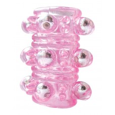 Розовая насадка на пенис Crystal sleeve с шариками и пупырышками - 5,5 см. (цвет -розовый) (175310)