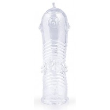 Прозрачная закрытая насадка на пенис с шипиками - 12,5 см. (цвет -прозрачный) (180338)
