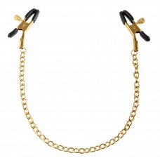 Чёрные с золотом зажимы на соски Gold Chain Nipple Clamps (цвет -золотистый) (18202)