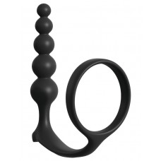 Черная анальная цепочка с эрекционным кольцом Ass-gasm Cockring Anal Beads (цвет -черный) (196020)