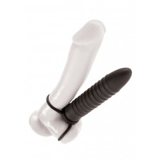 Рельефная насадка на пенис для двойной стимуляции Ribbed Double Trouble - 16,5 см. (цвет -черный) (27008)