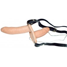 Телесный женский страпон с вагинальной пробкой Strap-On Duo - 15 см. (цвет -телесный) (38274)