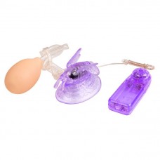 Стимулятор клитора с вакуумным массажем и вибрирующей бабочкой (цвет -фиолетовый) (40663)