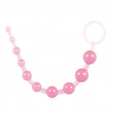 Розовая анальная цепочка из 10 шариков - 25 см. (цвет -розовый) (4119)