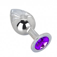 Большой плаг из стали с фиолетовым кристаллом Violet Dream - 9,5 см. (цвет -фиолетовый) (44661)
