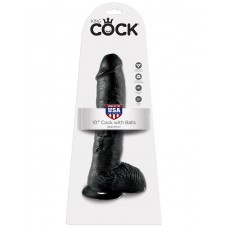 Реалистичный чёрный фаллоимитатор-гигант 10  Cock with Balls - 25,4 см. (цвет -черный) (47139)