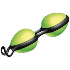 Зелёные вагинальные шарики на чёрной сцепке Joyballs Secret (цвет -лаймовый) (49646)