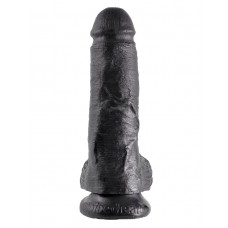 Чёрный фаллоимитатор 8  Cock with Balls - 21,3 см. (цвет -черный) (55824)