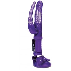 Фиолетовый анально-вагинальный вибратор на присоске A-toys (цвет -фиолетовый) (57516)