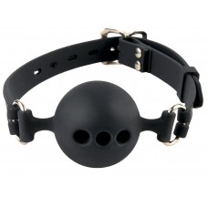 Силиконовый кляп-шар с отверстиями для дыхания Silicone Breathable Ball Gag Small (цвет -черный) (57828)