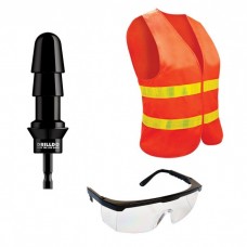 Комплект для секс-дрели DRILLDO - бит-адаптер, очки, жилет (цвет -оранжевый с черным) (59752)