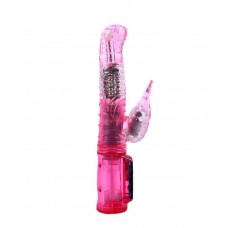 Розовый вибратор с подвижной головкой в пупырышках - 21 см. (цвет -розовый) (60572)