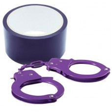 Набор для фиксации BONDX METAL CUFFS AND RIBBON: фиолетовые наручники из листового материала и липкая лента (цвет -фиолетовый) (64909)