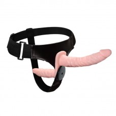 Женский страпон с вибрацией и вагинальной пробкой Ultra Passionate Harness - 18 см. (цвет -телесный с черным) (65177)