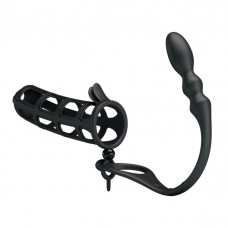 Насадка на пенис со съемным анальным стимулятором Hercules intence anal stimulation (цвет -черный) (67410)