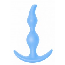 Голубая анальная пробка Bent Anal Plug Black - 13 см. (цвет -нежно-голубой) (67602)