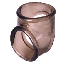 Дымчатое эрекционное кольцо с фиксацией мошонки (цвет -дымчатый) (67612)