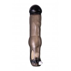 Закрытая фаллическая насадка на пенис с кольцом для фиксации  вибропулей (цвет -дымчатый) (67615)