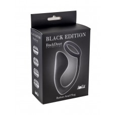 Чёрное эрекционное кольцо с анальной пробкой Button Anal Plug (цвет -черный) (73361)