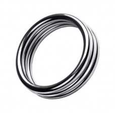 Металлическое эрекционное кольцо с рёбрышками размера M (цвет -серебристый) (75024)