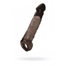 Чёрная насадка на пенис Tс подхватом - 19,5 см. (цвет -черный) (78401)
