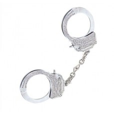 Серебристые наручники Romfun из металла со стразами (цвет -серебристый) (78665)