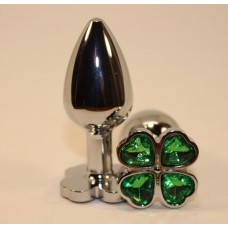 Серебристая пробка с цветком из зеленых сердечек - 7 см. (цвет -зеленый) (78722)