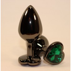 Чёрная пробка с зеленым сердцем-кристаллом - 7 см. (цвет -зеленый) (78729)
