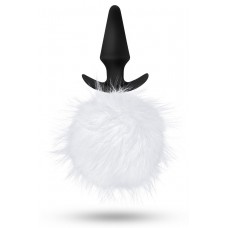 Силиконовая анальная пробка с белым заячьим хвостом Fur Pom Pom - 12,7 см. (цвет -белый) (83129)