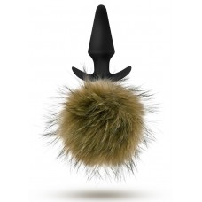 Силиконовая анальная пробка с дымчатым заячьим хвостом Fur Pom Pom - 12,7 см. (цвет -дымчатый) (83154)