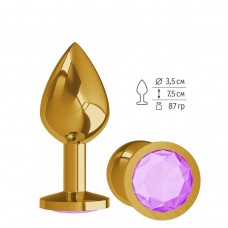 Золотистая средняя пробка с сиреневый кристаллом - 8,5 см. (цвет -сиреневый) (85535)
