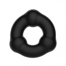 Черное эрекционное кольцо с 3 шариками (цвет -черный) (85570)